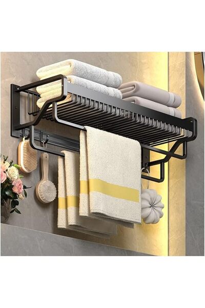 GENERAL Towel Rail Holder Wall Mounted Bathroom Rack Shelf Aluminum Towel Bar...