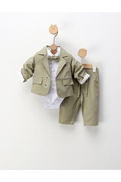 MiniKids Costumas elegant cu papion Eleodor, verde fistic