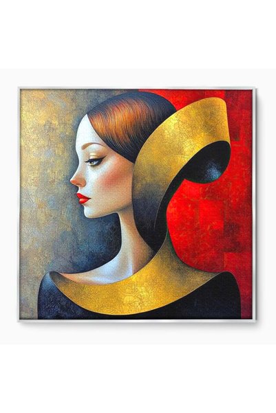Luxcanva Tablou Canvas Tacerea Geometrica 70x70 cm cu Rama Argintiu Tacerea G...