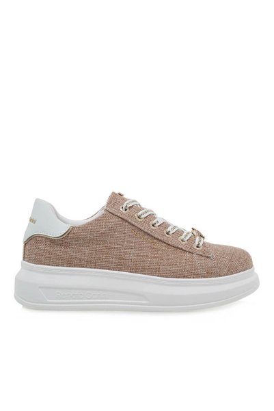 Renato Garini Γυναικεία Sneakers 2148-51EX73 Μπεζ Καμβάς Λευκό Πλατινένιο 573...