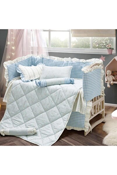 Alhabib bedding Marem Summer Cotton Baby Bedspread with Sky Blue Sides and Mu...