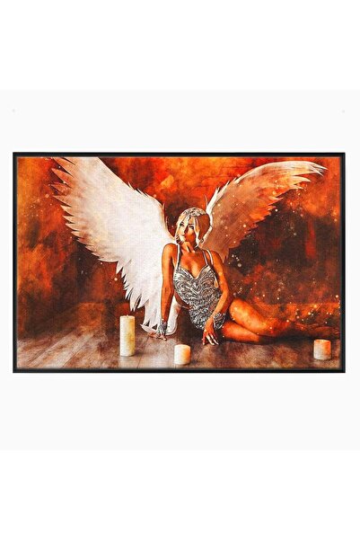 Luxcanva Tablou Canvas Ingerul Seductiei 70x50 cm cu Rama Negru Ingerul Seduc...