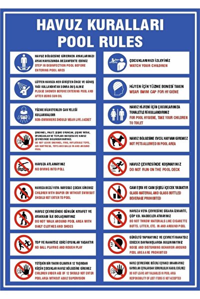 Ferizli Reklam Pool rules sign