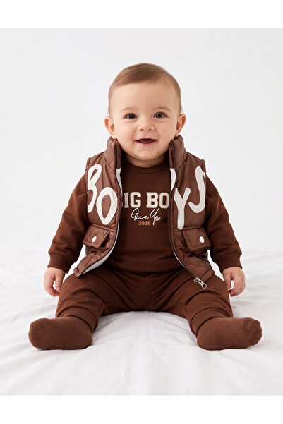 MiniKids Compleu cu vesta, Big Boys, maro
