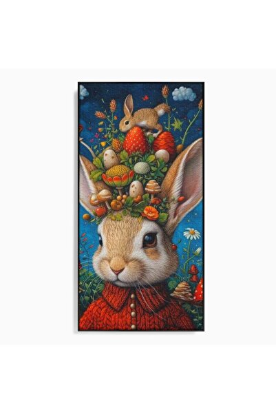 Luxcanva Tablou Canvas Iepurasul Si Gradina Magica 50x100 cm cu Rama Negru Ie...
