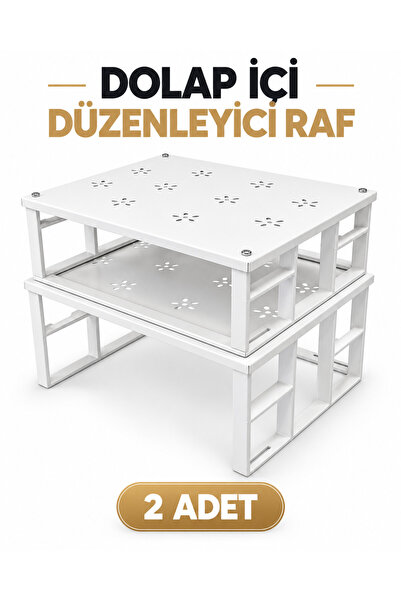 Turkco Metal Cabinet Shelf Organizer White Kitchen Refrigerator Organizer, Maxi