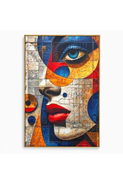 Luxcanva Tablou Canvas Mozaic de Emotii 50x70 cm cu Rama Auriu Mozaic de Emot...