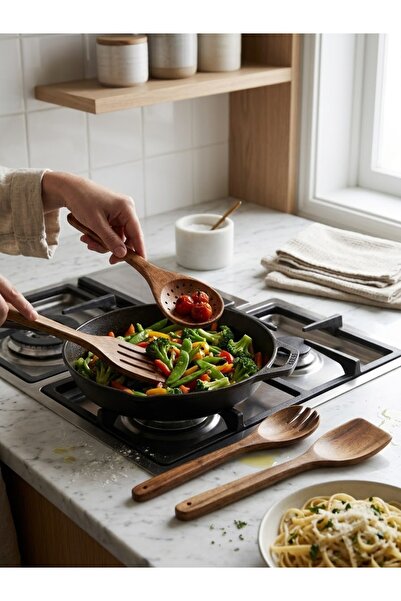 Dia Acacia Wooden Spoon Set & 4-Piece Kitchen Serving Set