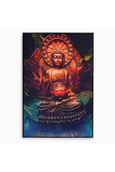 Luxcanva Tablou Canvas Esenta Meditatiei 80x120 cm cu Rama Negru Buddha Zen I...