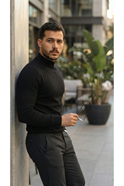 MYSSHOES Men's Half Turtleneck Cotton Knitwear