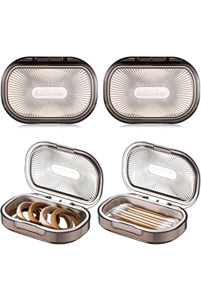 Kigley 4 Pcs Hair Tie Container Small Portable Travel Cotton Swab Holder Flos...