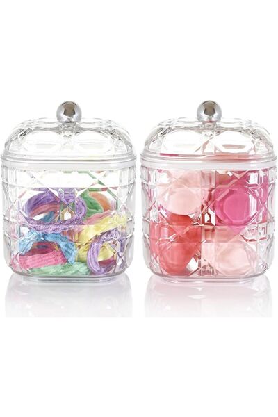 GENERAL 2-Pack Large Plastic Bathroom Canister with Lid, Vanity Storage Conta...