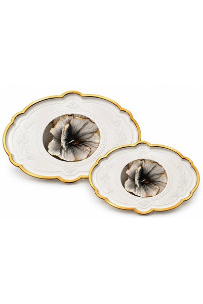 Aşkana yuvanıza aşkla... Set of 2 Large Gold Decorative Presentation Trays 48...