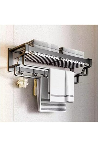 GENERAL Wall Mounted Towel Rack with Shelf for Bathrooms Self-Adhesive Towel ...