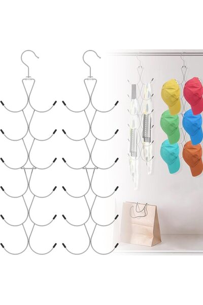 GENERAL 4 Pcs Scarf Hanger with 12 Hooks Metal Hanging Organiser Storage Belt...