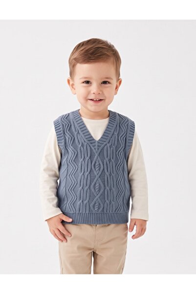 MiniKids Vesta acrilic Mateo-simpla albastru