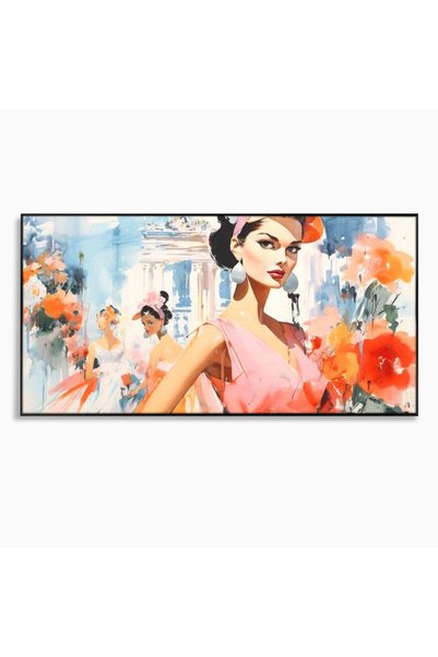 Luxcanva Tablou Canvas O Primavara Retro 120x60 cm cu Rama Negru O Primavara ...