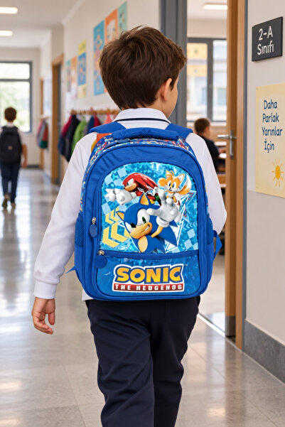 DODOMAR Sonic Blue Hedgehog Primary School School Bag Children's Student Back...