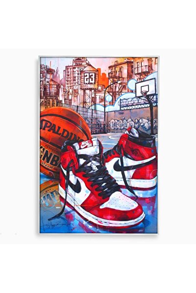 Luxcanva Tablou Canvas Nike Air 100x150 cm cu Rama Argintiu Nike Air Minge Ba...
