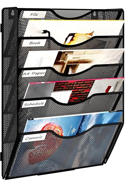 GENERAL Wall Hanging File Holder 5 Pocket Wall Mounted Paper Organizer Magazi...
