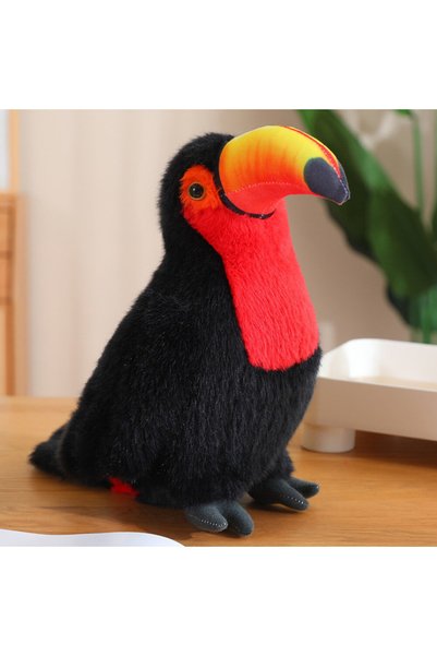 LEAN Jucărie de pluș Pasăre Tucan, Mascotă, Jucărie de pluș moale, Roșu, 35cm