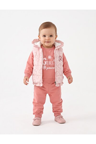 MiniKids Compleu cu vesta, Girl Power, roz