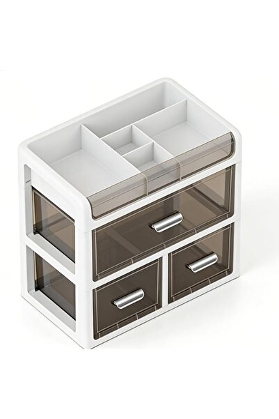 GENERAL Transparent Desk Organizer with Compact Storage (White and
