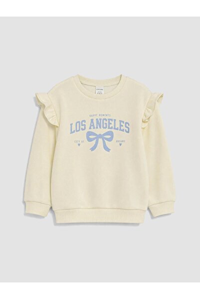 LC Waikiki Crew Neck Printed Baby Girl Thick Sweatshirt (W6)