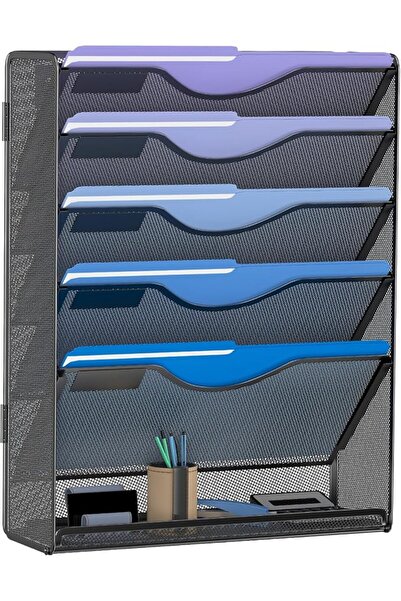 GENERAL Gawerk 6 Tier Hanging File Organizer, Mesh Wall File Holder Paper Fol...