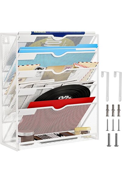 GENERAL Lavatino 6-Tier Hanging File Organizer with Hooks – No Installation N...