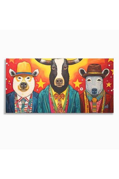 Luxcanva Tablou Canvas Banditii in Costume 140x70 cm pe Sasiu Lemn Banditii i...