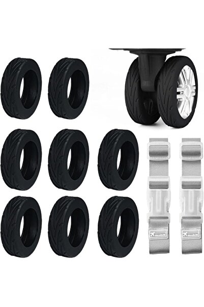 GENERAL 8 Pcs Luggage Wheel Covers with 2 Securing Straps, Silicone Suitcase ...