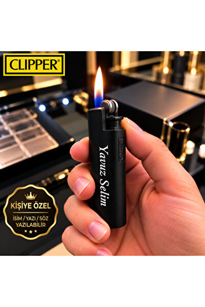 Clipper Kişiye Özel Mat Siyah Çakmak İsim Yazılı Orijinal Çakmak