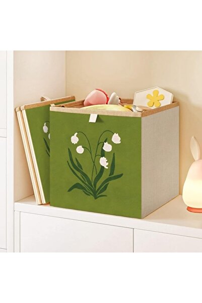 GENERAL Surwin Foldable Storage Box with Green Flowers and Kittens, Oxford Fa...