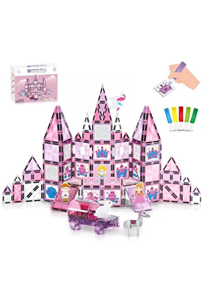 Giftry Set Piese Magnetice Giftry®, Castel Printesa, 126 Piese Stralucitoare,...