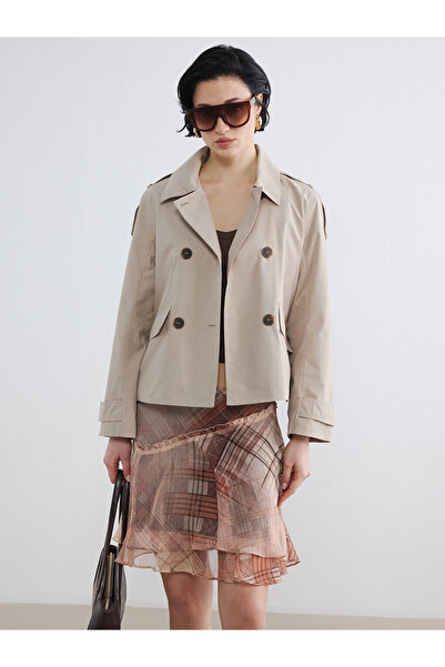 LC Waikiki Shirt Collar Women's Gabardine Trench Coat