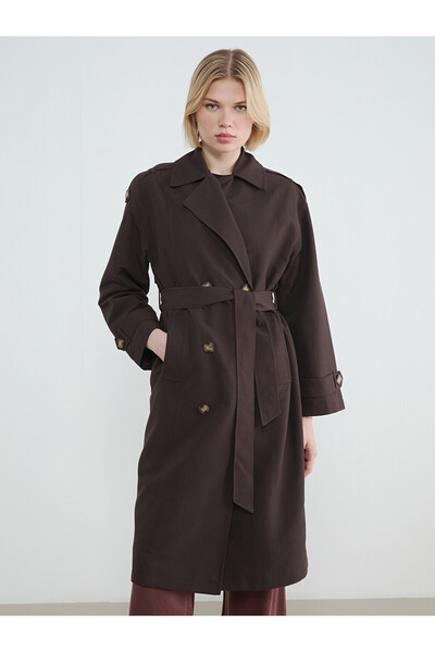 LC Waikiki Double-Breasted Collar Belted Women's Trench Coat