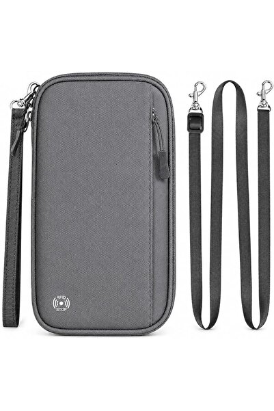 GENERAL RFID Blocking Travel Wallet, Grey Family Passport Organizer with 4 Pa...
