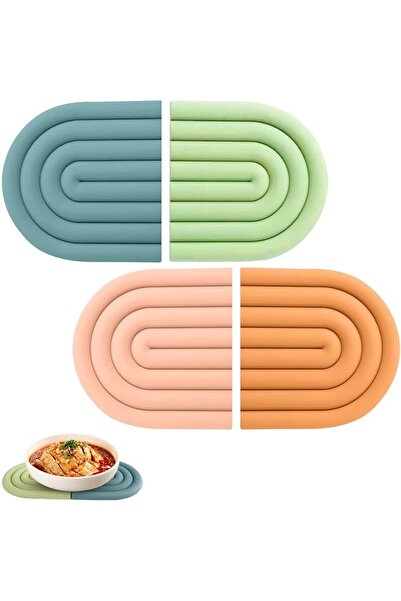 GENERAL Pack of 4 Rainbow Silicone Coasters, Colourful Silicone Pot Coasters,...