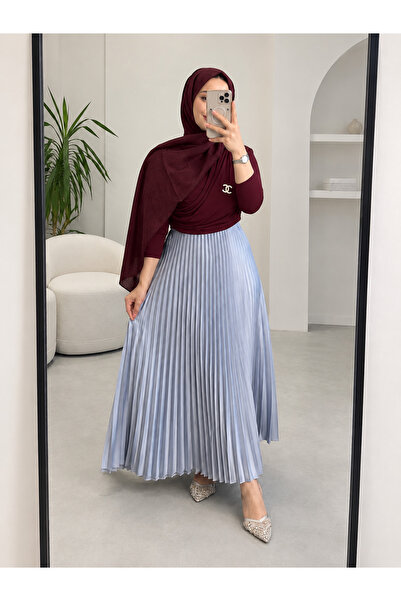 modapark.ist Double-Breasted Collared Blouse and Pleated Skirt Set