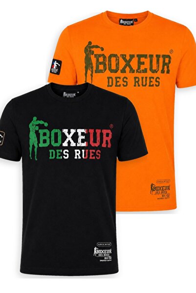Boxeur Des Rues Pachet de 2 tricouri bărbătești Boxeur des Rues: Negru cu log...