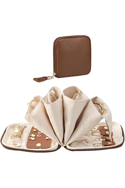 Generic Small Travel Jewelry Case Multi-Layered Soft Necklace Storage Bag
