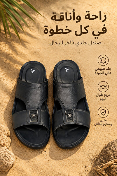 Generic Brand صنادل رجالية جلدية منقوشة بتصميم مربع وشعار حصان معدني، نعل داخ...
