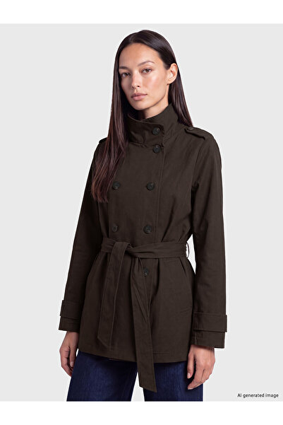 LC Waikiki Women's Trench Coat with High Collar and Belt