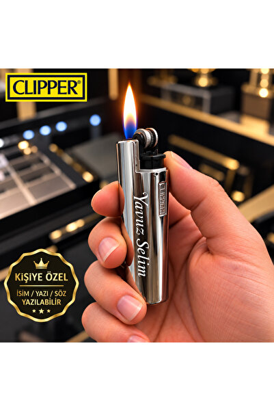 Clipper Kişiye Özel Mat Siyah Çakmak İsim Yazılı Orijinal Çakmak