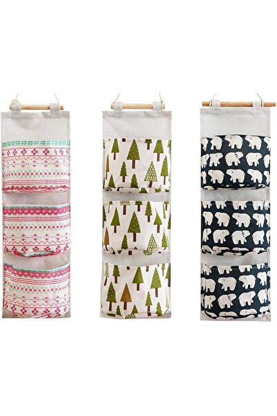 kamuavni 3Pcs Wall Closet Hanging Storage Bag, Linen Fabric Over The Door Org...