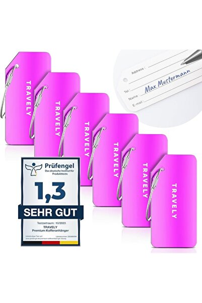 TRAVELY Premium Luggage Tag - Easy to Recognize, Robust & Safe - Includes Nam...