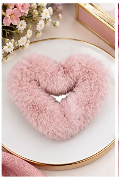 Vipfoni Plush Heart Shaped Clasp Buckle Soft Fluffy Buckle Soft Colors