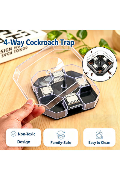 pjy Reusable Cockroach Trap, Non-Toxic Roach Bait Trap with 4 One-Way Doors, ...