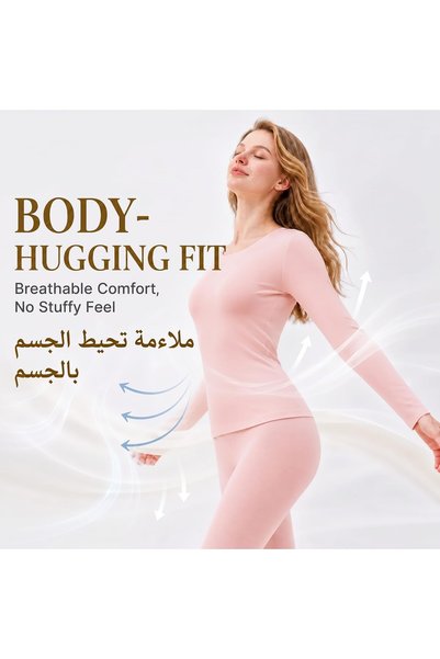 casme Thermal Underwear for Women Fleece Lined Base Layer Cold Weather Top Bottom Warm Soft Stretch Fabric Weightless Imperceptible Slim Fit Pajama Loungewear for Winter Daily Wear Outdoor Activities
